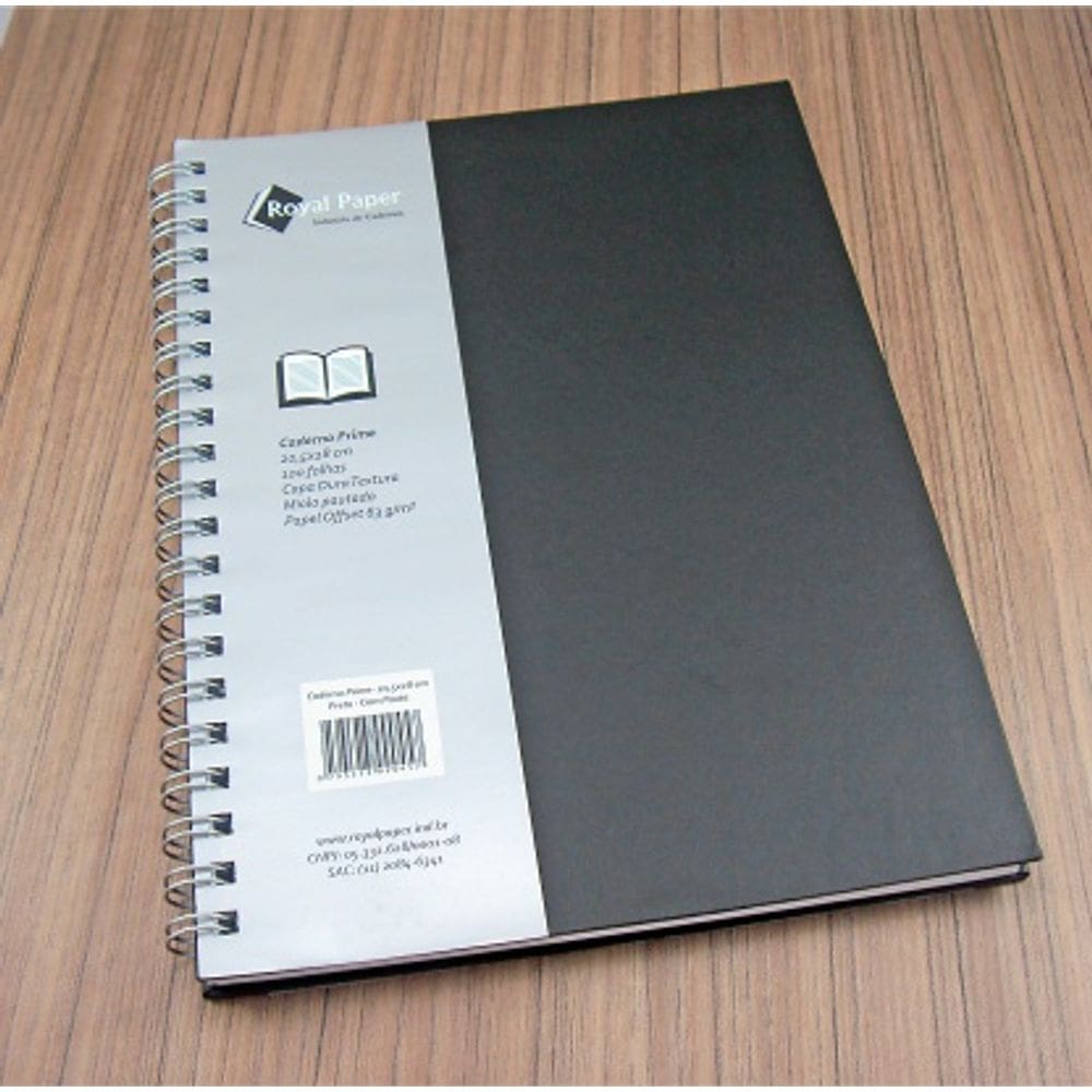 Caderno Prime Royal Paper Pautado 100Fls - 18,5 Cm X 25,5 Cm Preto - Royal Paper
