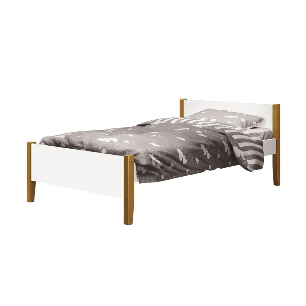 Cama Solteiro Simba Reller 100% MDF com Pés em Madeira
