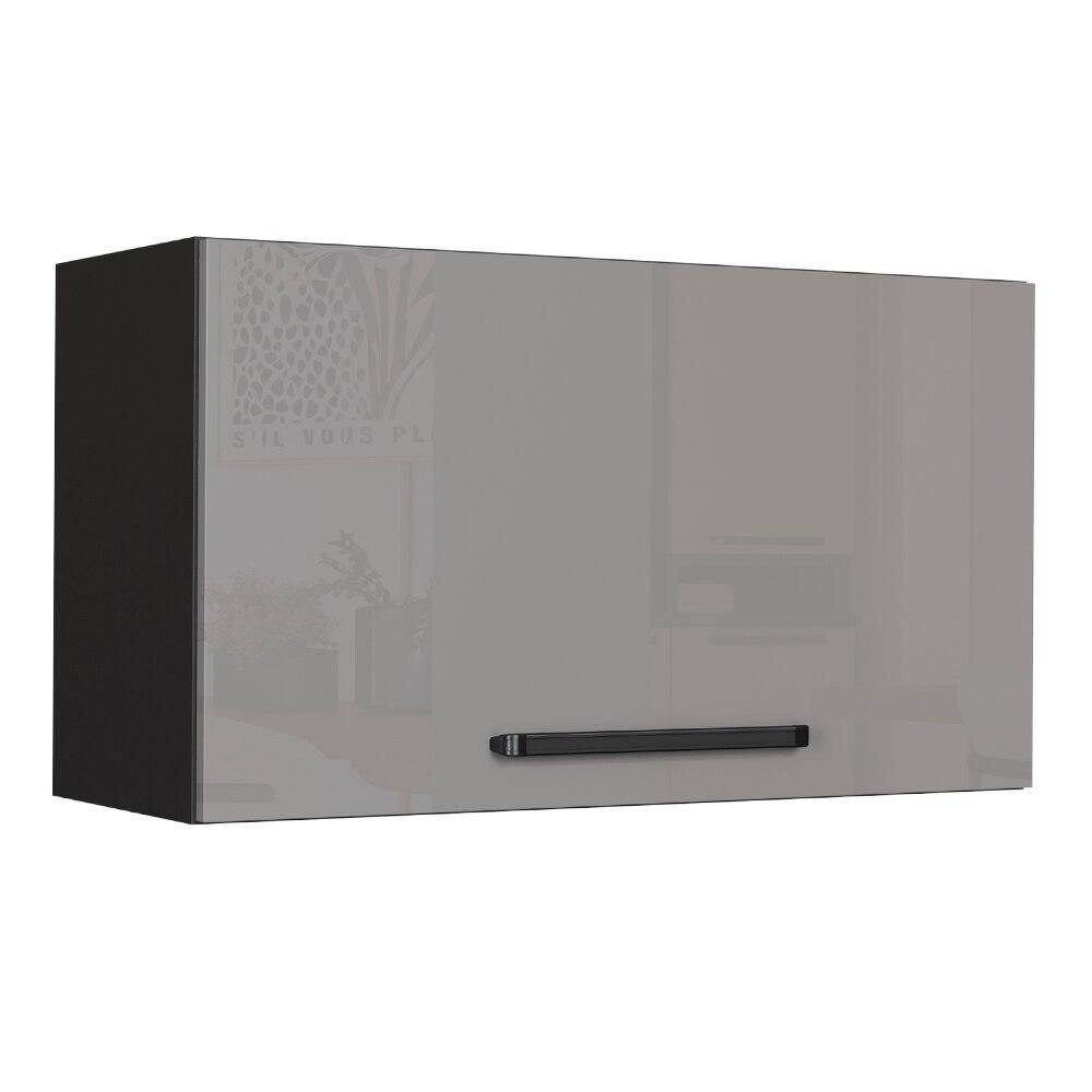 Armário Aéreo 1 Porta Basculante Indekes Isa, Chumbo e Titânio, 80 cm