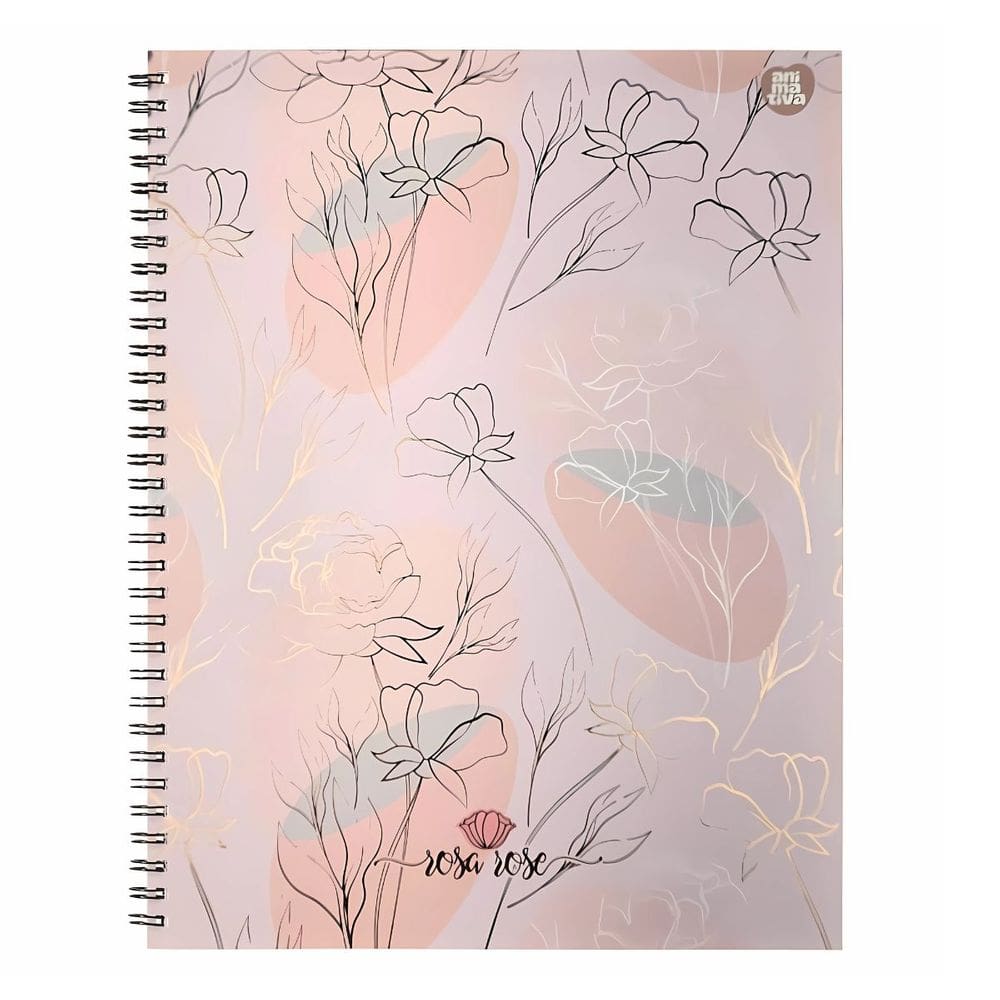 Caderno Espiral Universitário Capa Dura 10 Matérias 160 Folhas Rosa Rose - Animativa