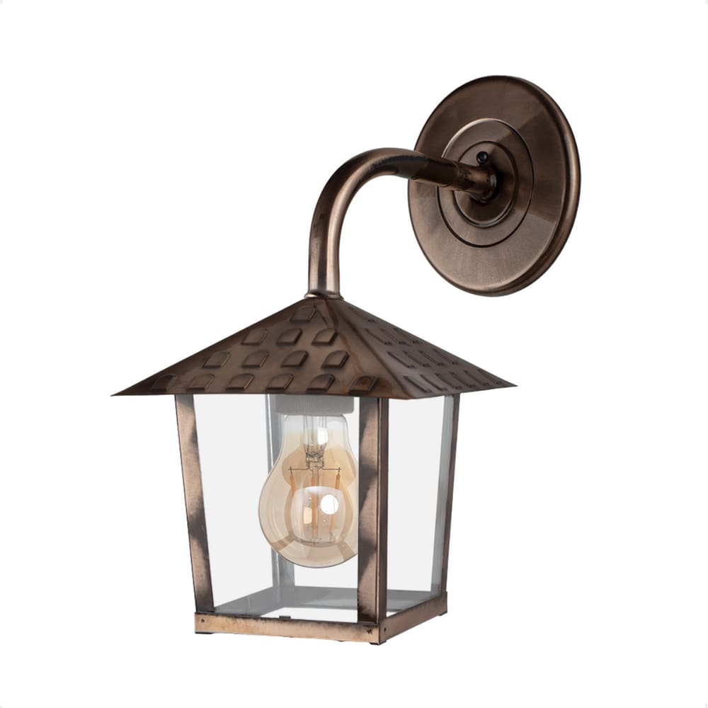 Arandela Colonial Nina Quadrada Vidro Liso E27 Bivolt Cobre