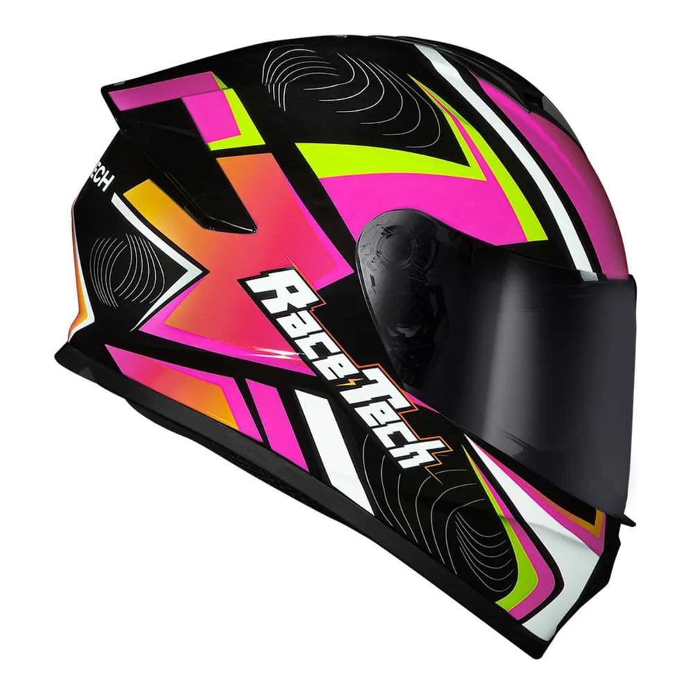 Capacete Race Tech Hit Draw Preto E Rosa