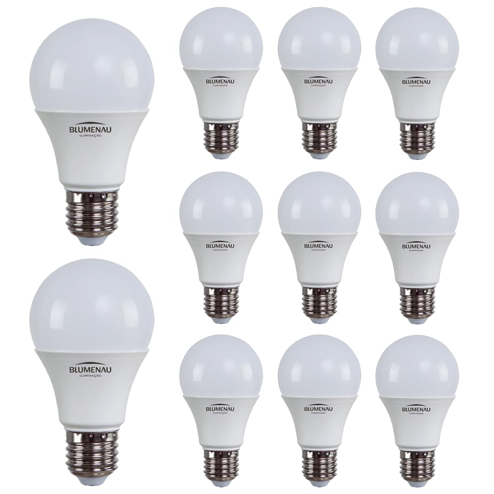 Kit 10 Lâmpadas Led Bulbo A60 12W E27 Bivolt 3000K Quente