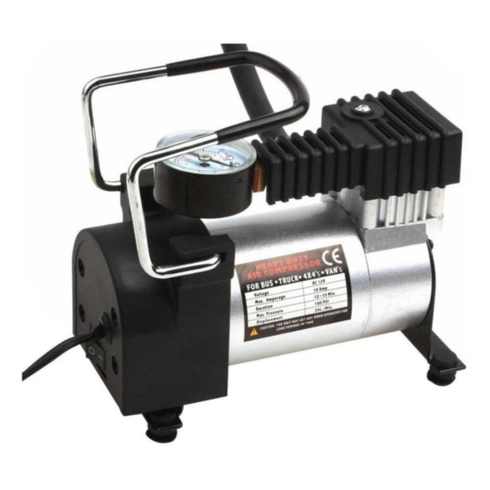 Mini Compressor 12V Metal Manômetro Inflador Pneu Bola