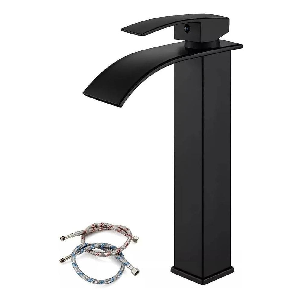 Torneira Banheiro Cascata Monocomando Bica Alta Fosco Preto