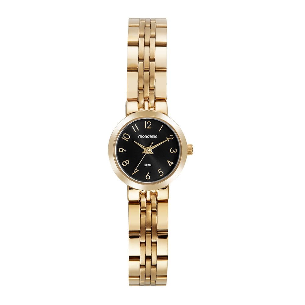 Relógio MONDAINE feminino dourado preto 32731LPMVDE1