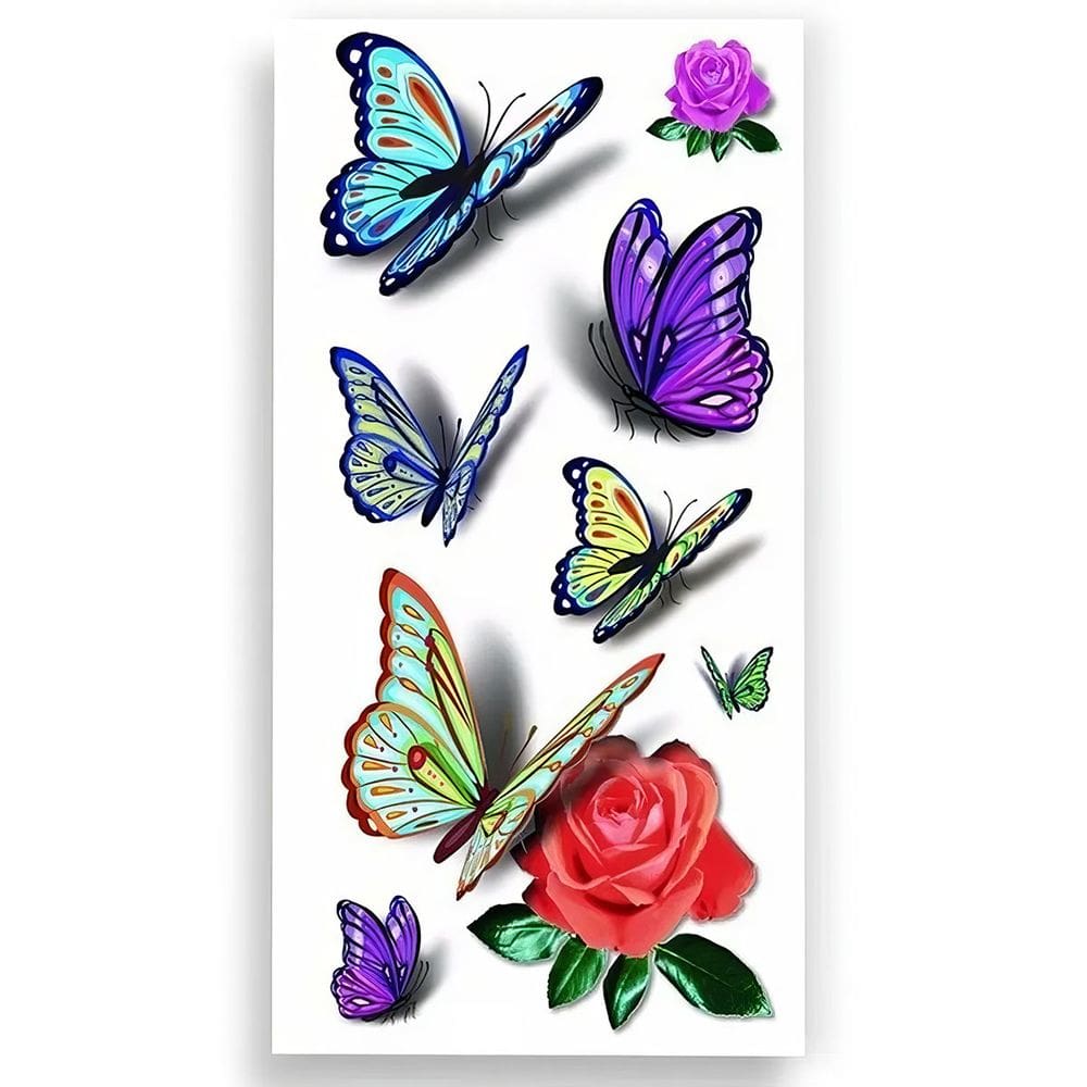 Tatuagem 3D Temporária Borboletas e Flores Sexy Realista e Ousada Várias Imagens Exclusivas
