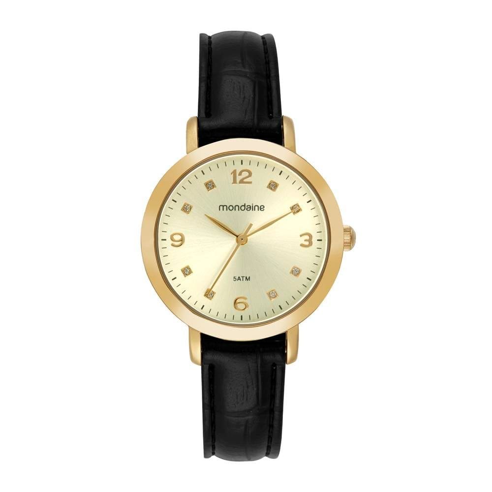 Relógio MONDAINE feminino analógico couro dourado 99757LPMVDH1
