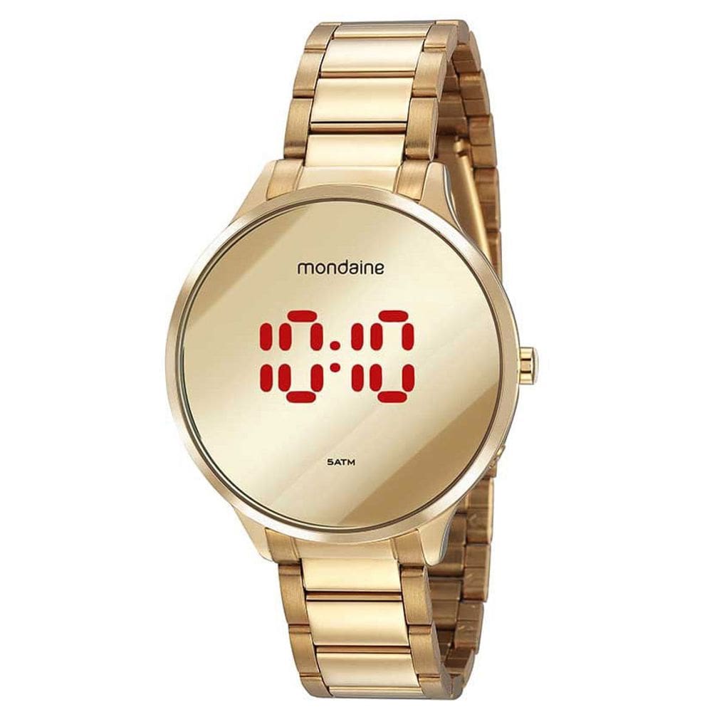 Relógio MONDAINE feminino dourado espelhado 32060LPMVDE1