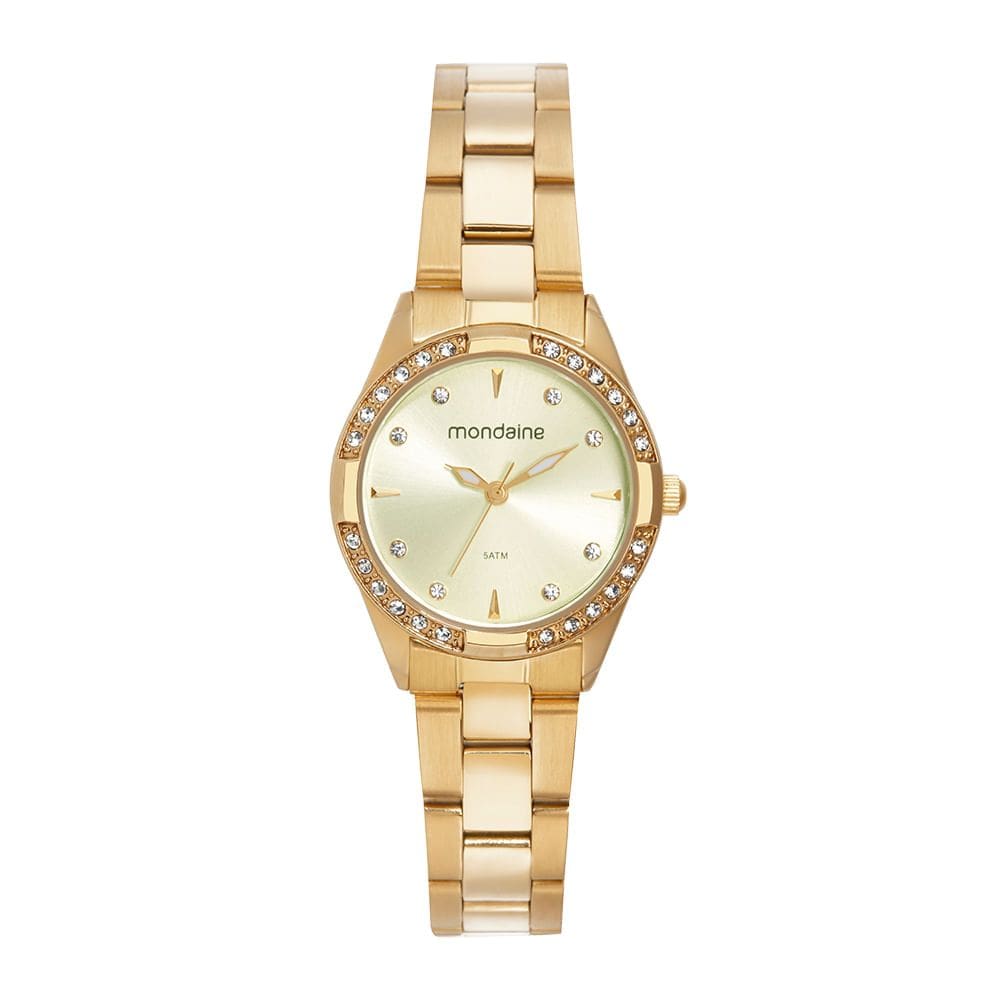 Relógio MONDAINE feminino analógico dourado 32771LPMVDE1