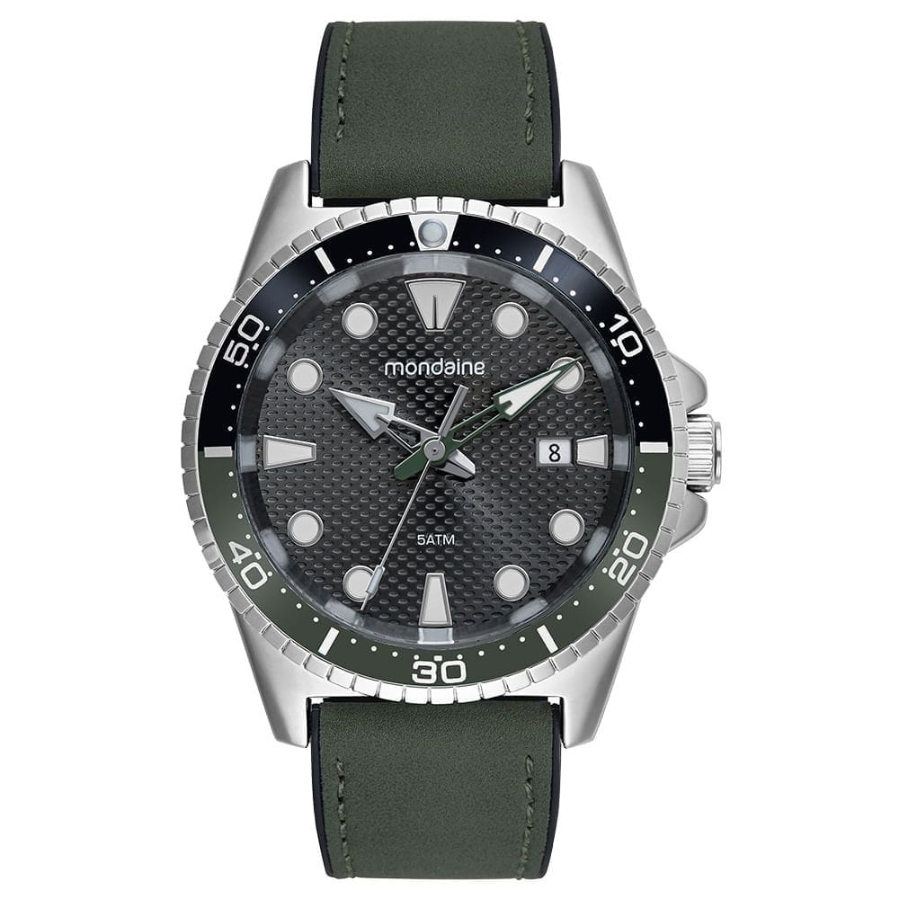 Relógio MONDAINE masculino analógico couro verde 32886G0MVNH2