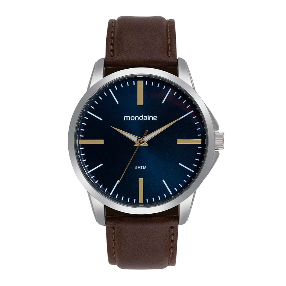 Relógio MONDAINE masculino azul couro marrom 99788G0MVNH1