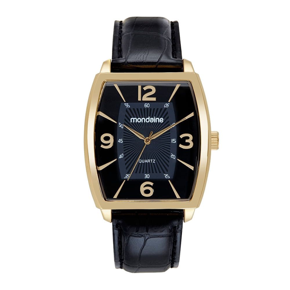 Relógio MONDAINE masculino analógico couro preto 83506GPMVDH2