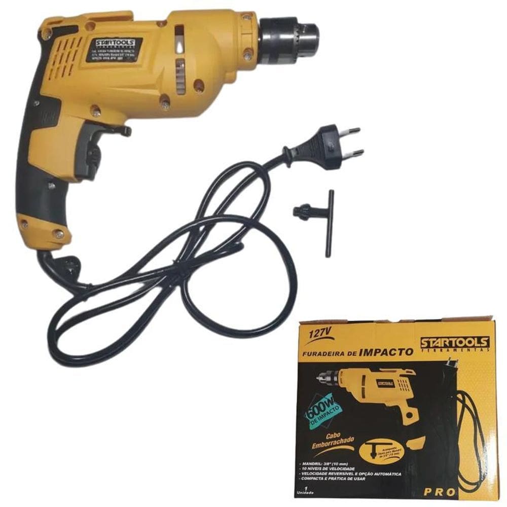 Furadeira Elétrica 600W Com Impacto E Função Reversível