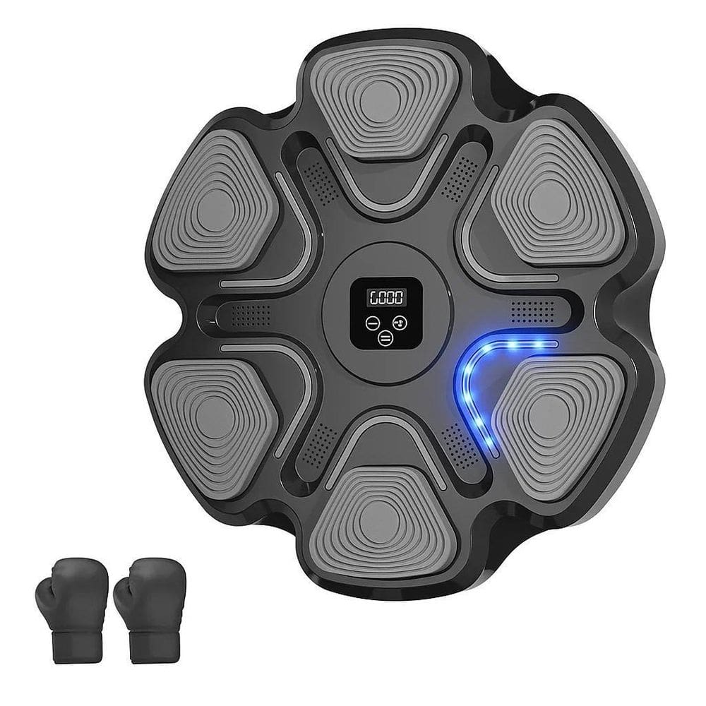 Treino Boxe Máquina Musical Led Inteligente Luvas Preto