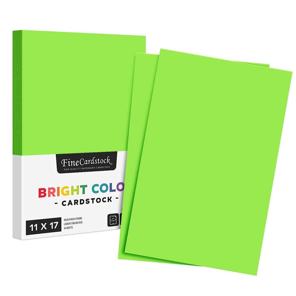 Papel de cartolina S, impressão superfina, verde neon, 11x17, pacote com 50