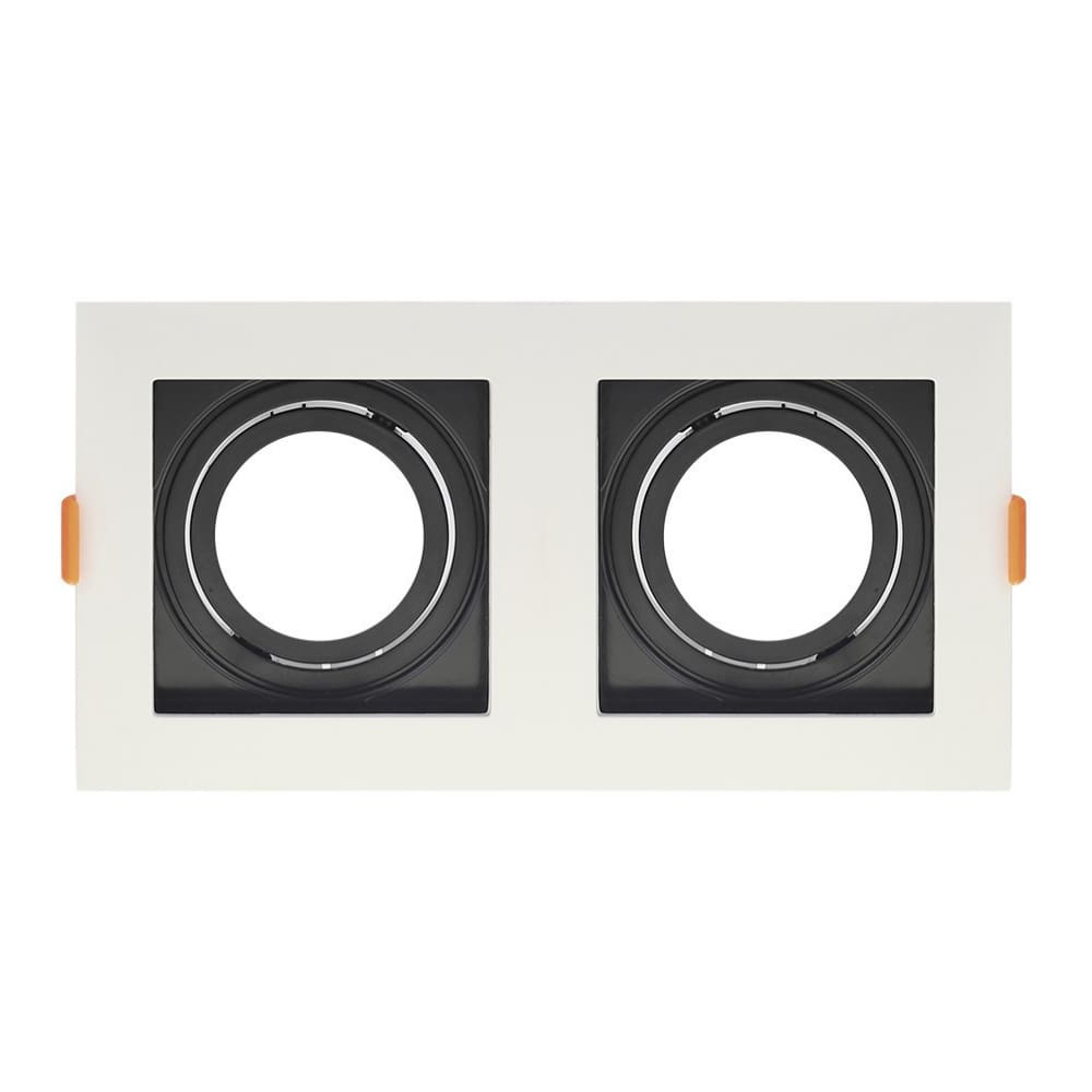 Spot de Embutir Quadrado Recuado Duplo Mr16 Direcionável Branco com Preto