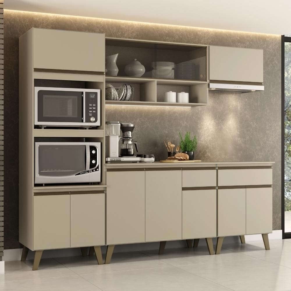 Armário de Cozinha Completa Atlanta Prime Amêndoa