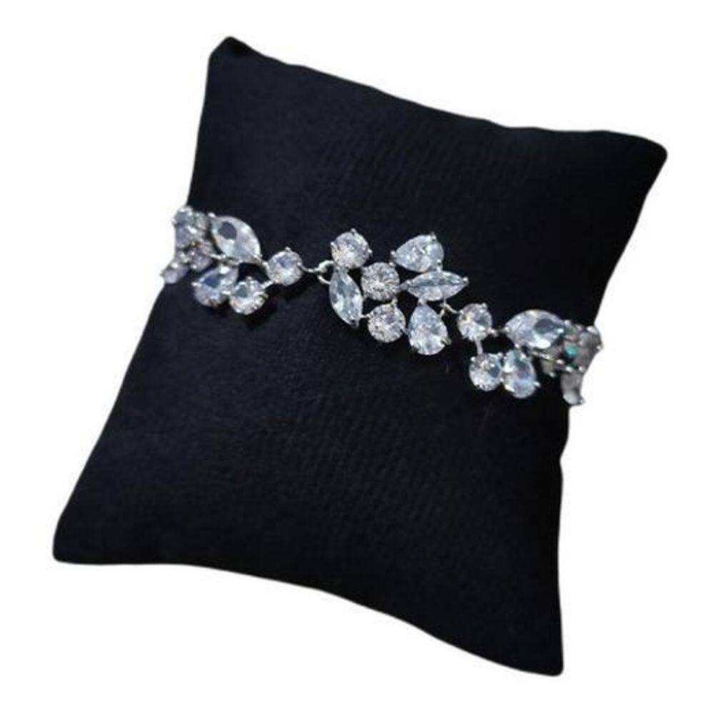 Pulseira Bracelete Prata Com Zircônia Noiva Debutante