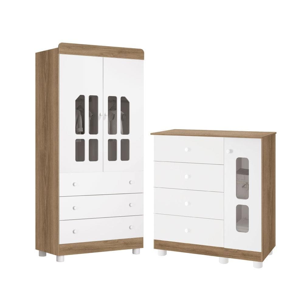 Comoda Sapateira e Guarda Roupa 2 Portas Katatau Reller