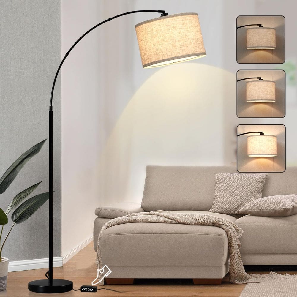 Luminária de chão Luvkczc Arc para sala de estar com interruptor regulável