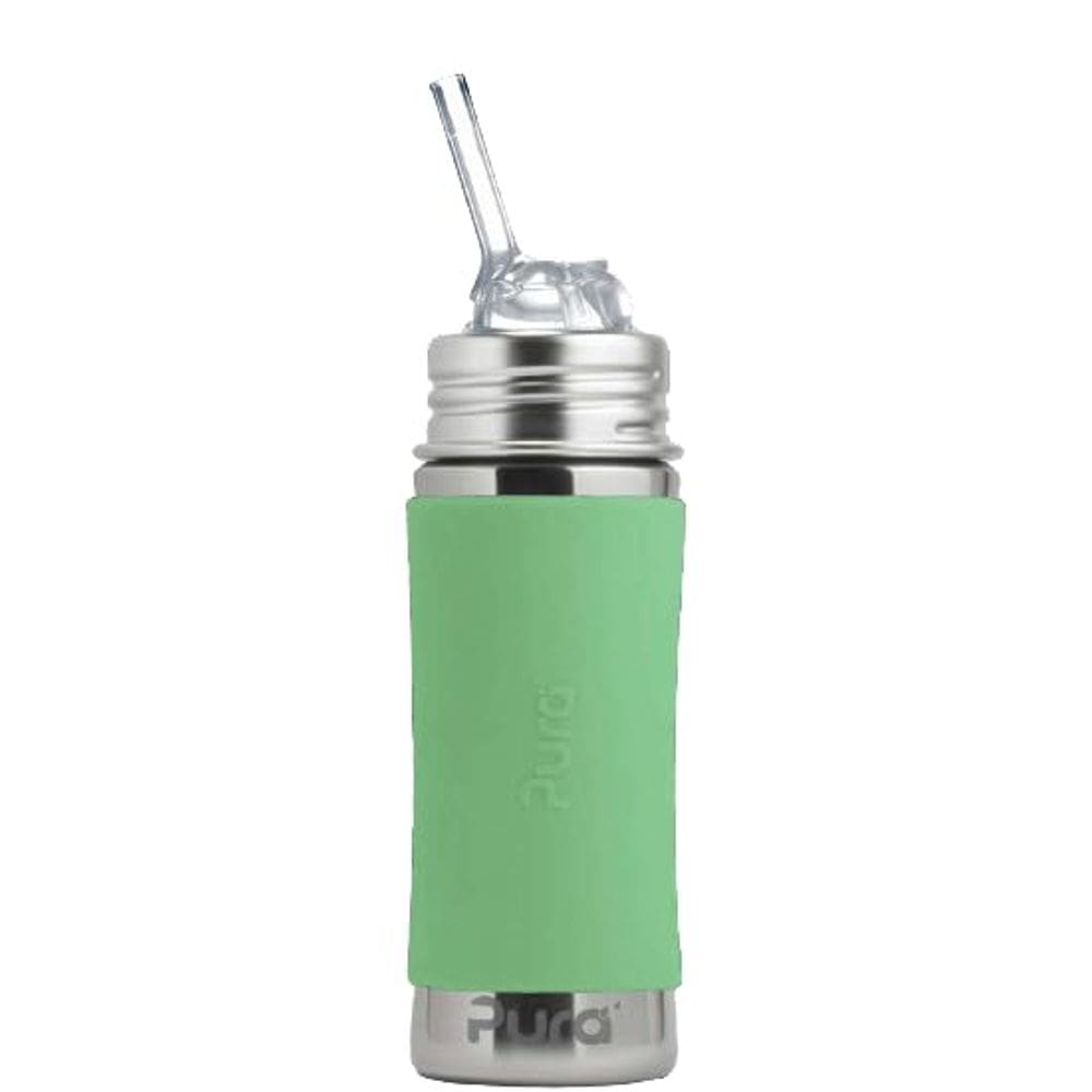 Garrafa de palha Pura Kiki 325 ml em aço inoxidável com manga para crianças