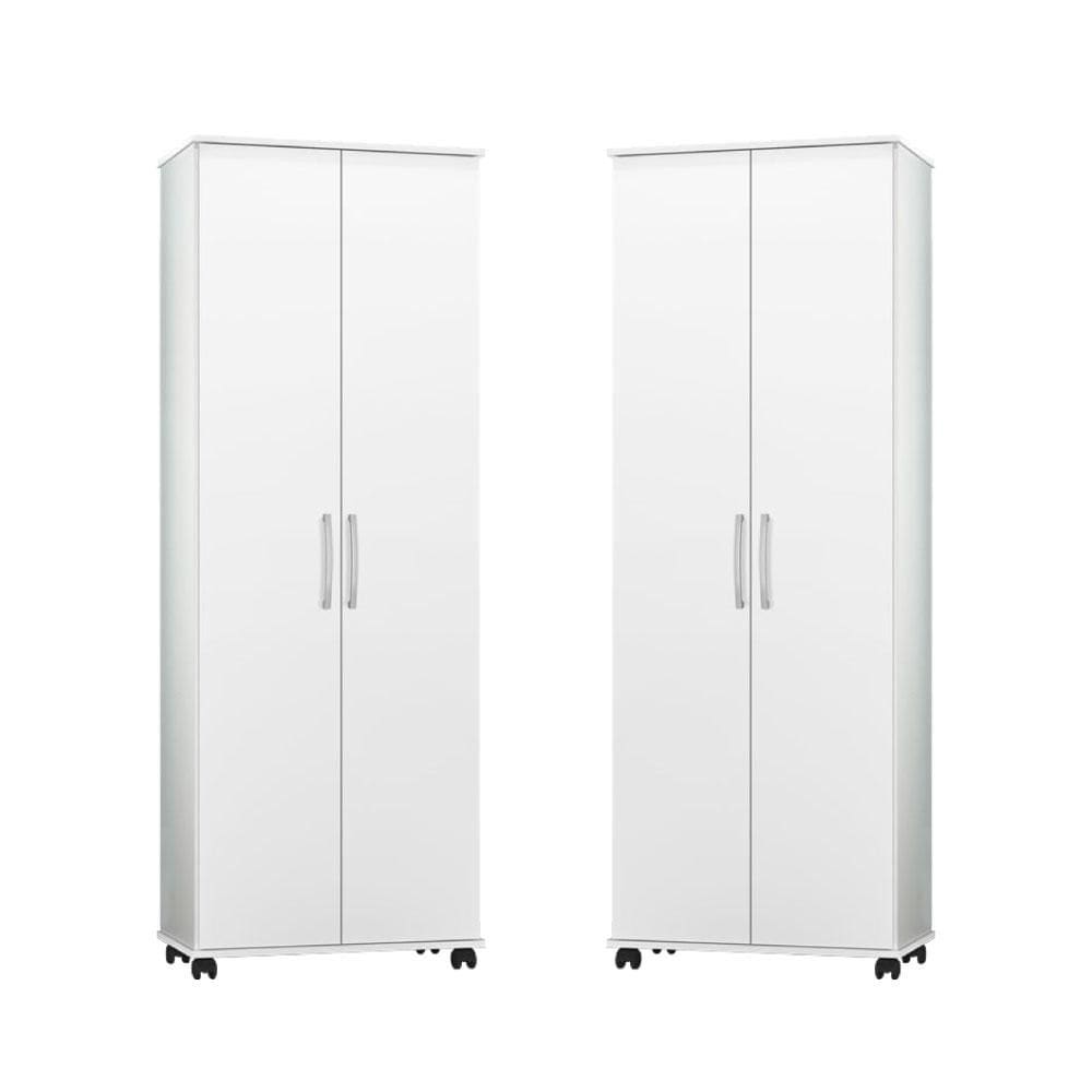 Kit 2 Armário Multiuso Arezzo J&A Móveis 2 Portas Rodízios