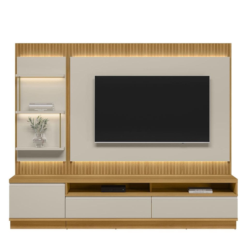 Conjunto Rack Painel e 1 Módulo Saint Paul - Tauari-Off White - EdeCasaMoveis