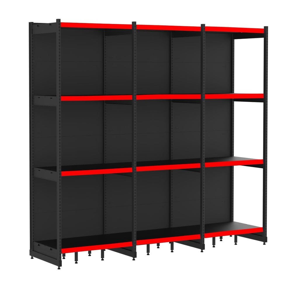 Rack Parede 202 Fit 60 Ate 3 Metros Preto 12 Bandeja Pe Verm