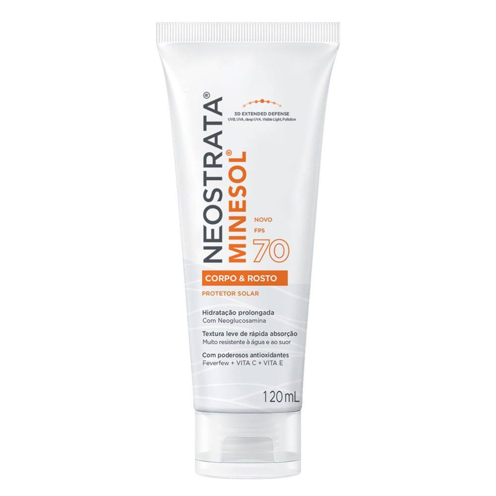 Protetor Solar Minesol NeoStrata Corpo e Rosto FPS 70 120ml