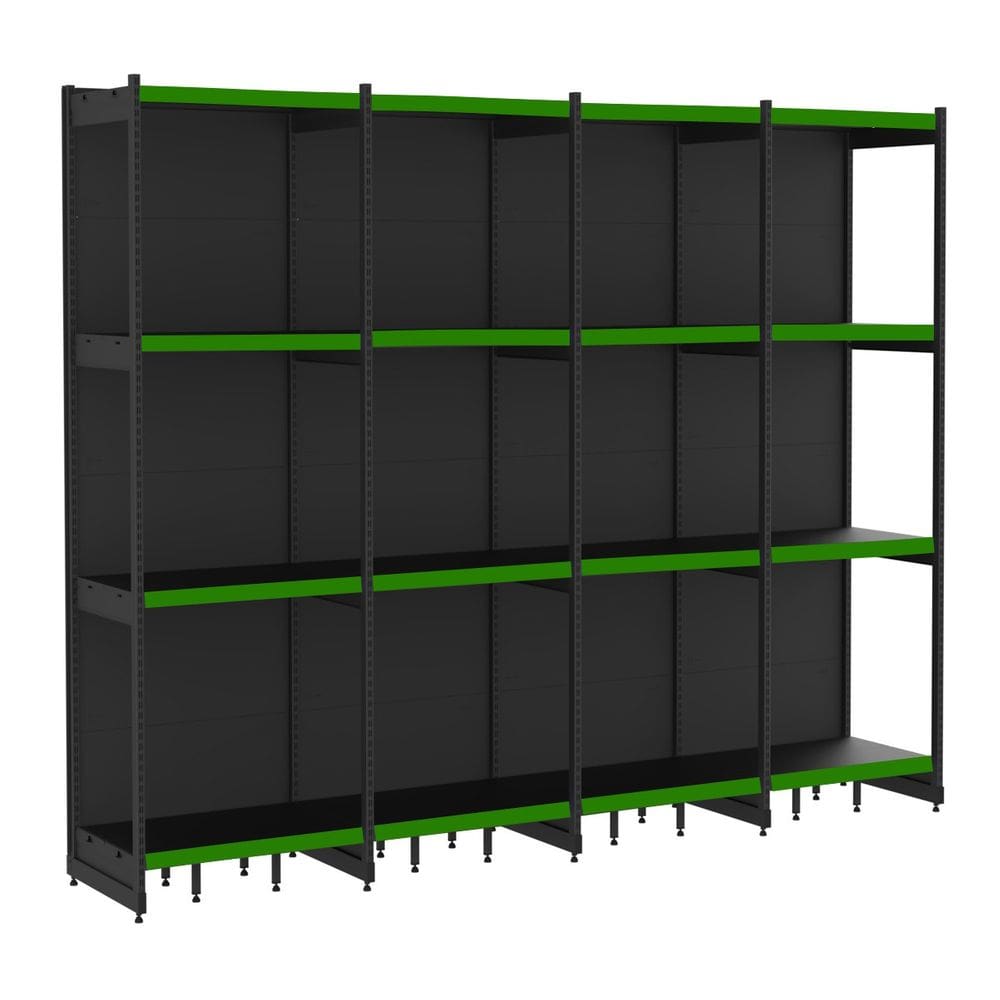 Rack Parede 202 Fit 60 Ate 4 Metros Preto 16 Bandeja Pe Verd