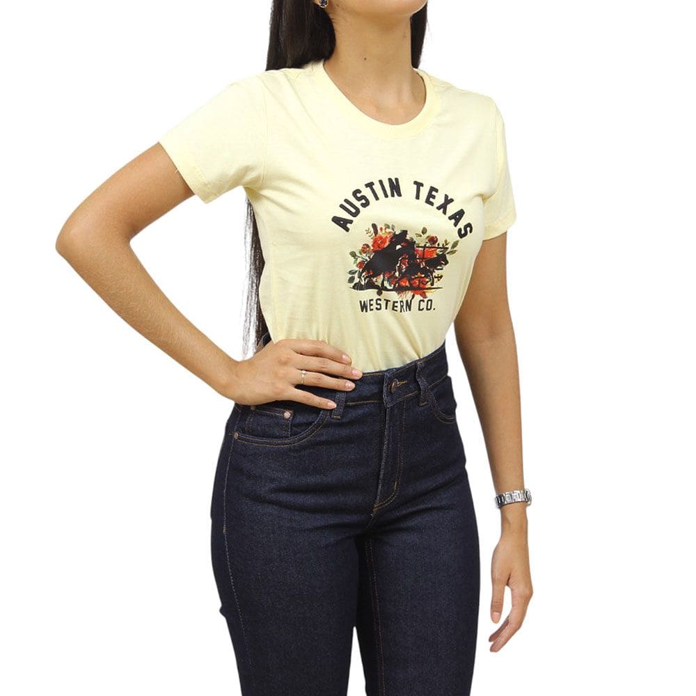 Camiseta Feminina Amarela Austin Western 38030