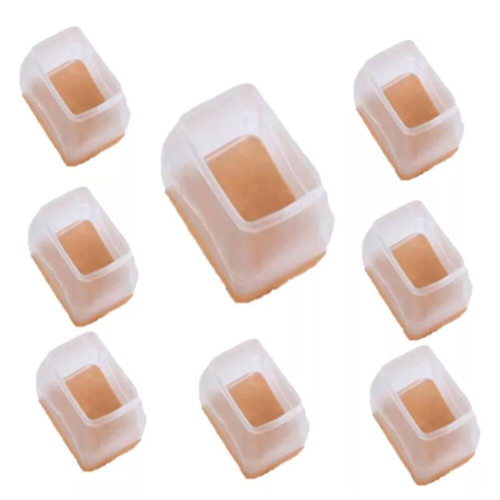 Kit 24 Pé Retangular Cadeira Feltro Silicone Mesa Retangular