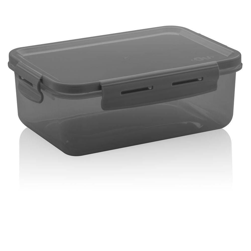 Pote Hermético Vedação com travas cinza Fumê 1,2 Litros Ou