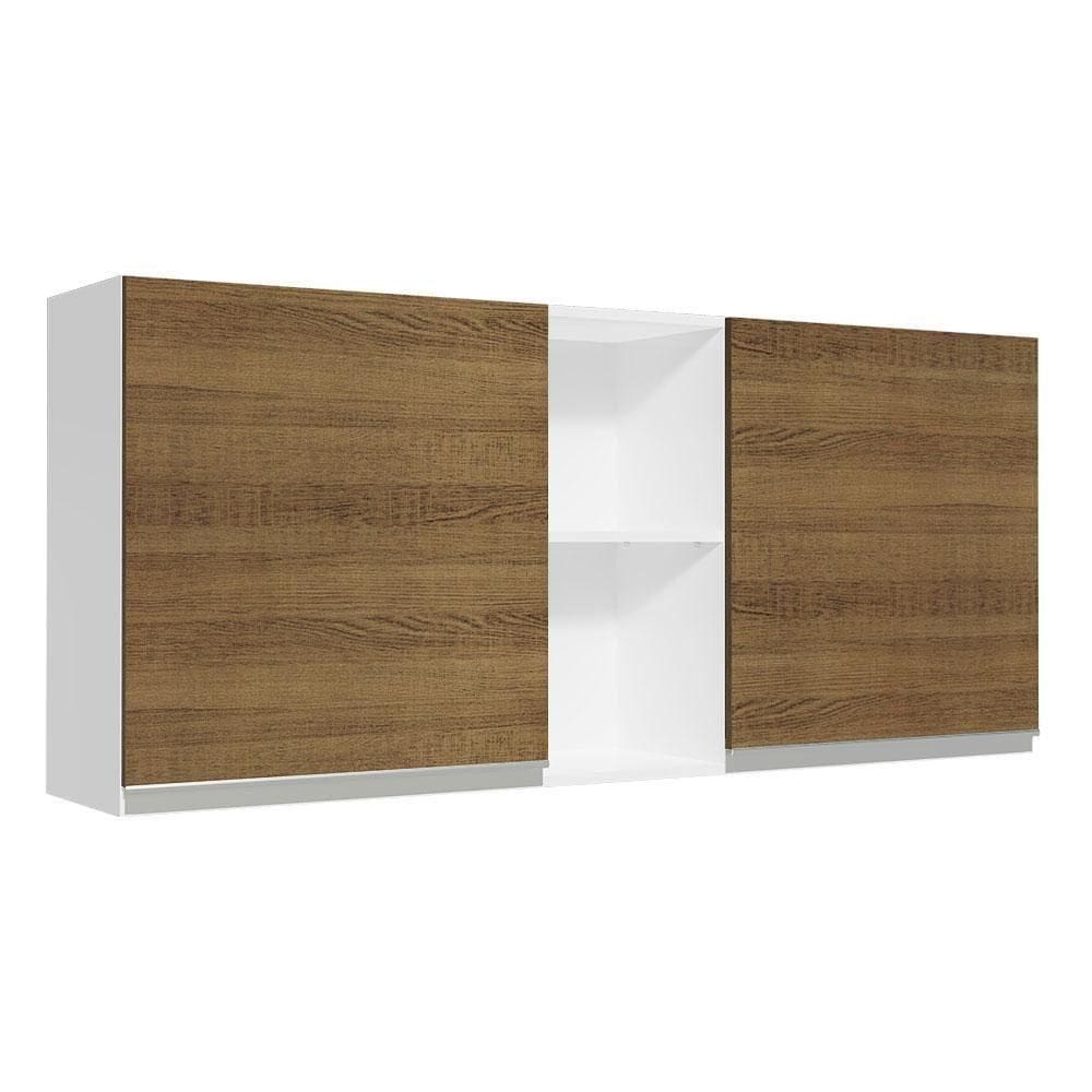 Armário Aéreo 150 Cm 2 Portas E 2 Nichos Branco/Rustic