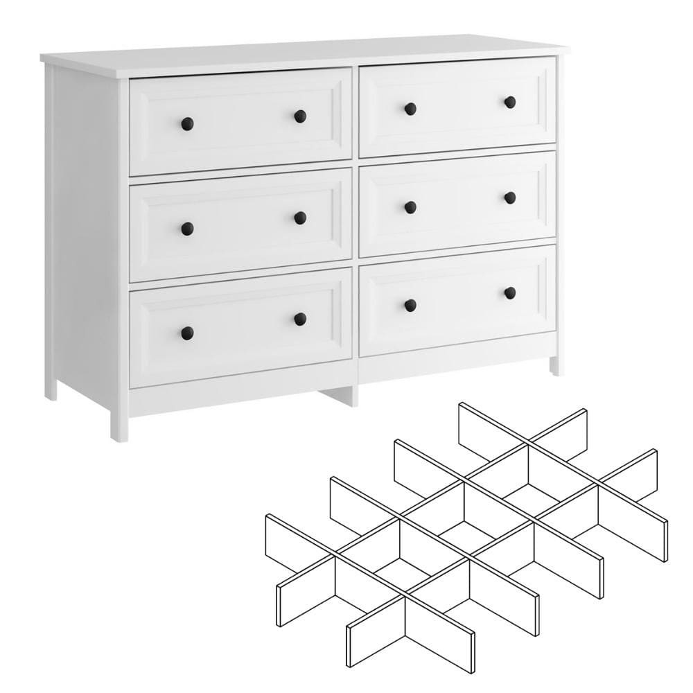 Cômoda 6 Gavetas com divisoria Ditália DM-217 Branco cozy