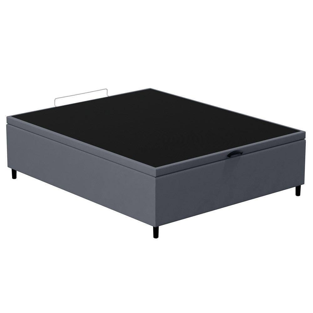 Base Para Cama Box Baú Casal 138X188Cm Hit Suede Cinza