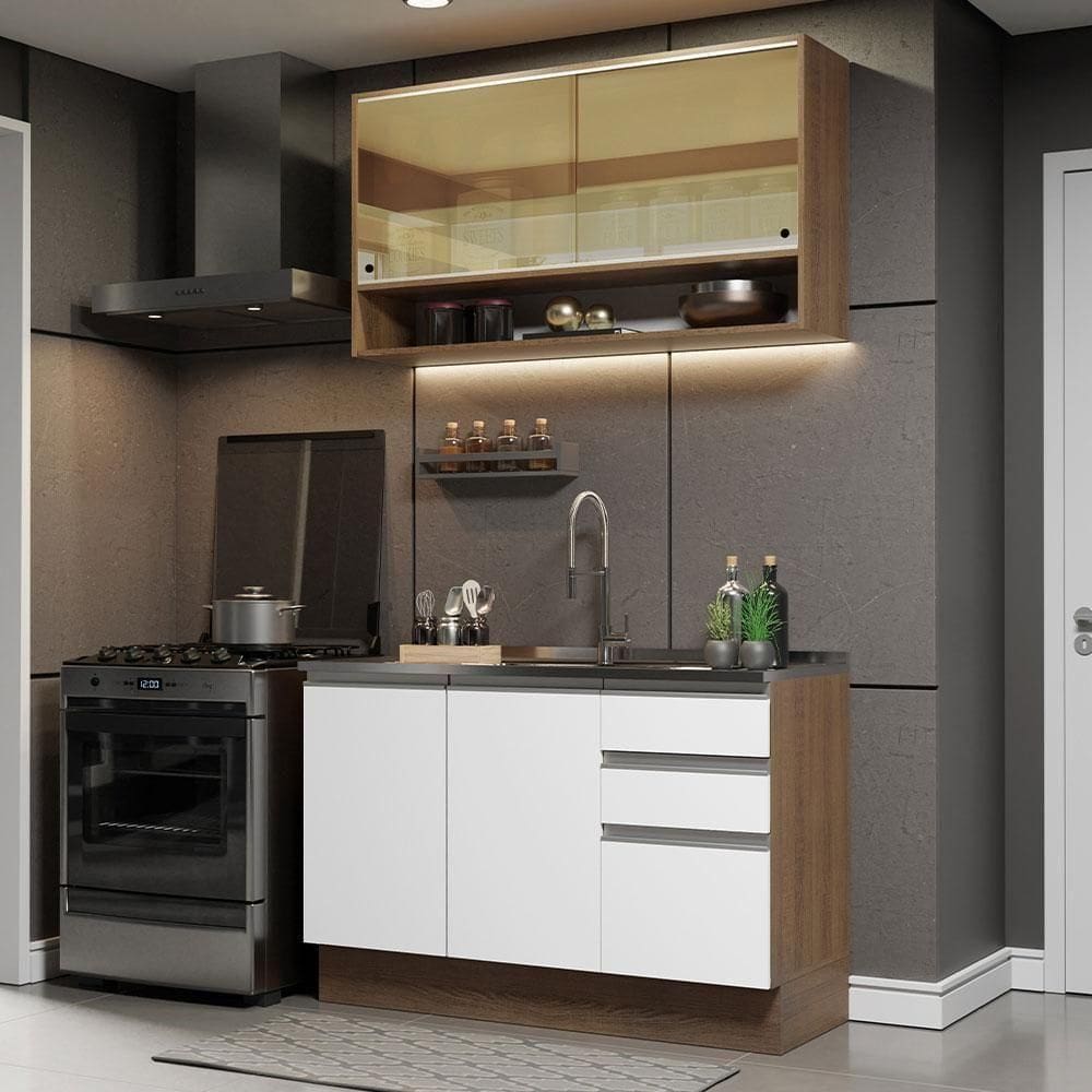 Cozinha Compacta 120002 Com Armário E Balcão Rustic/branco