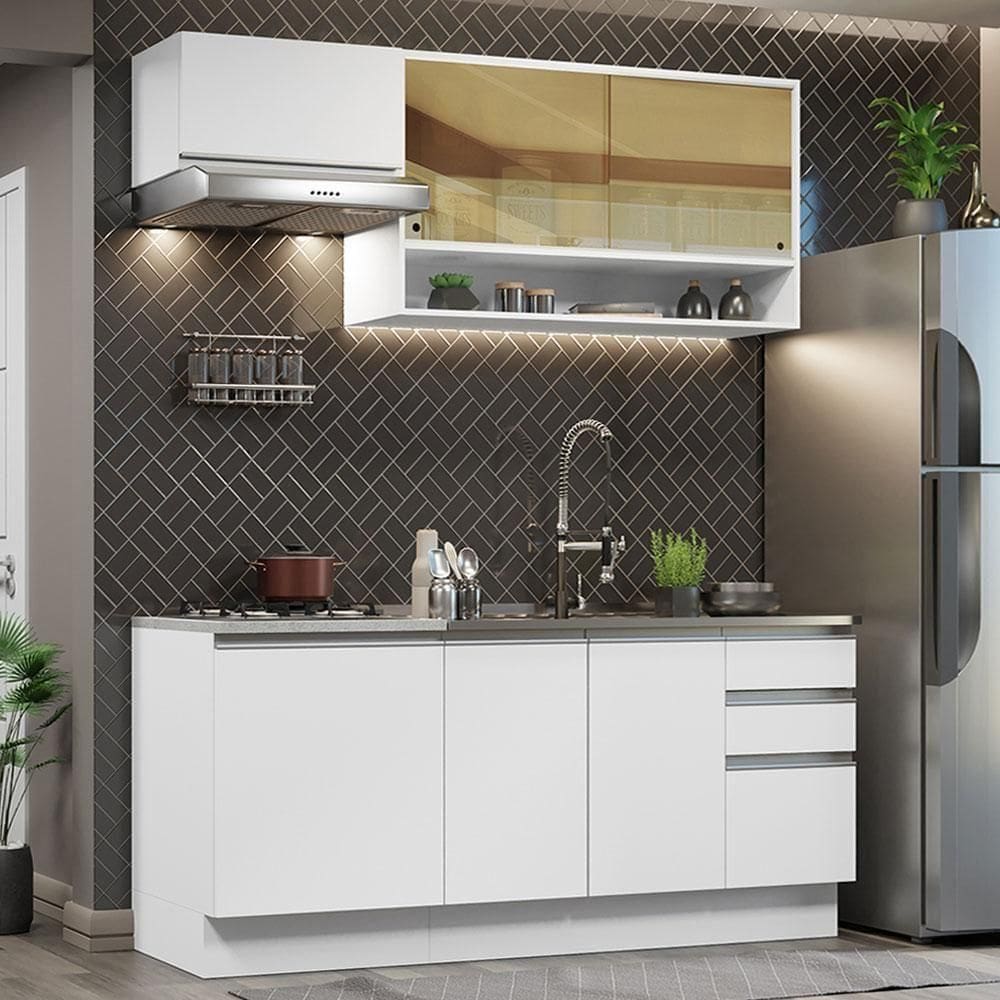 Cozinha Completa 180008 Com Armário E Balcão Branco Branco