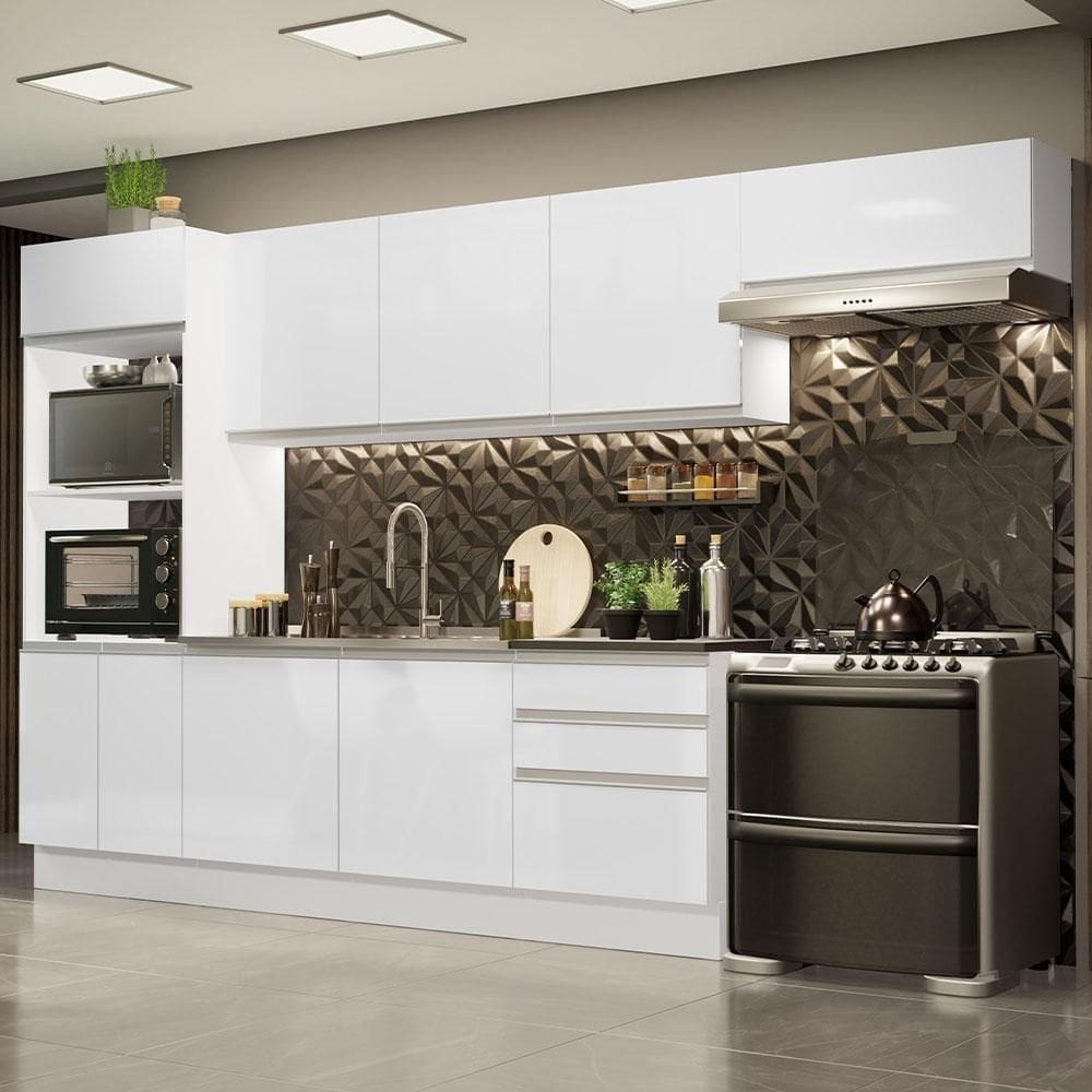 Cozinha Completa 330006 Com Armário E Balcão Branco Brilho