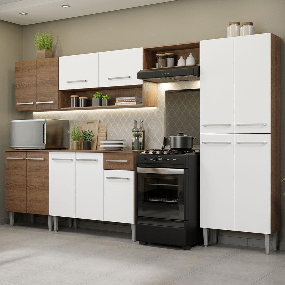 Cozinha Completa Com Armário E Balcão Rustic/branco