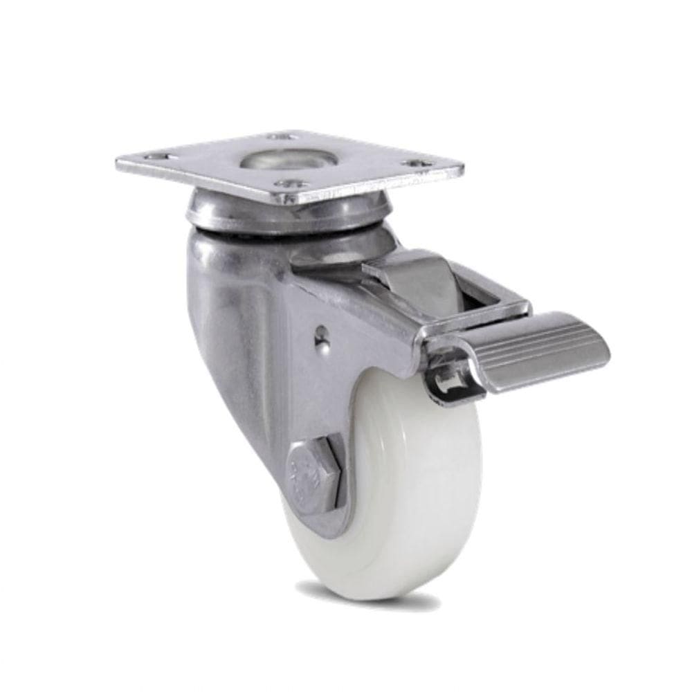 Rodizio Giratório Inox 2 Pol Roda Nylon Placa Freio