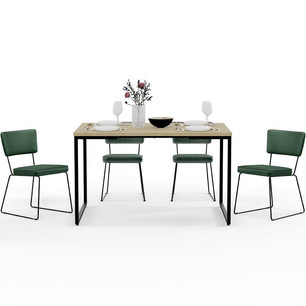 Mesa De Jantar 136cm Com 4 Cadeiras Verde Musgo