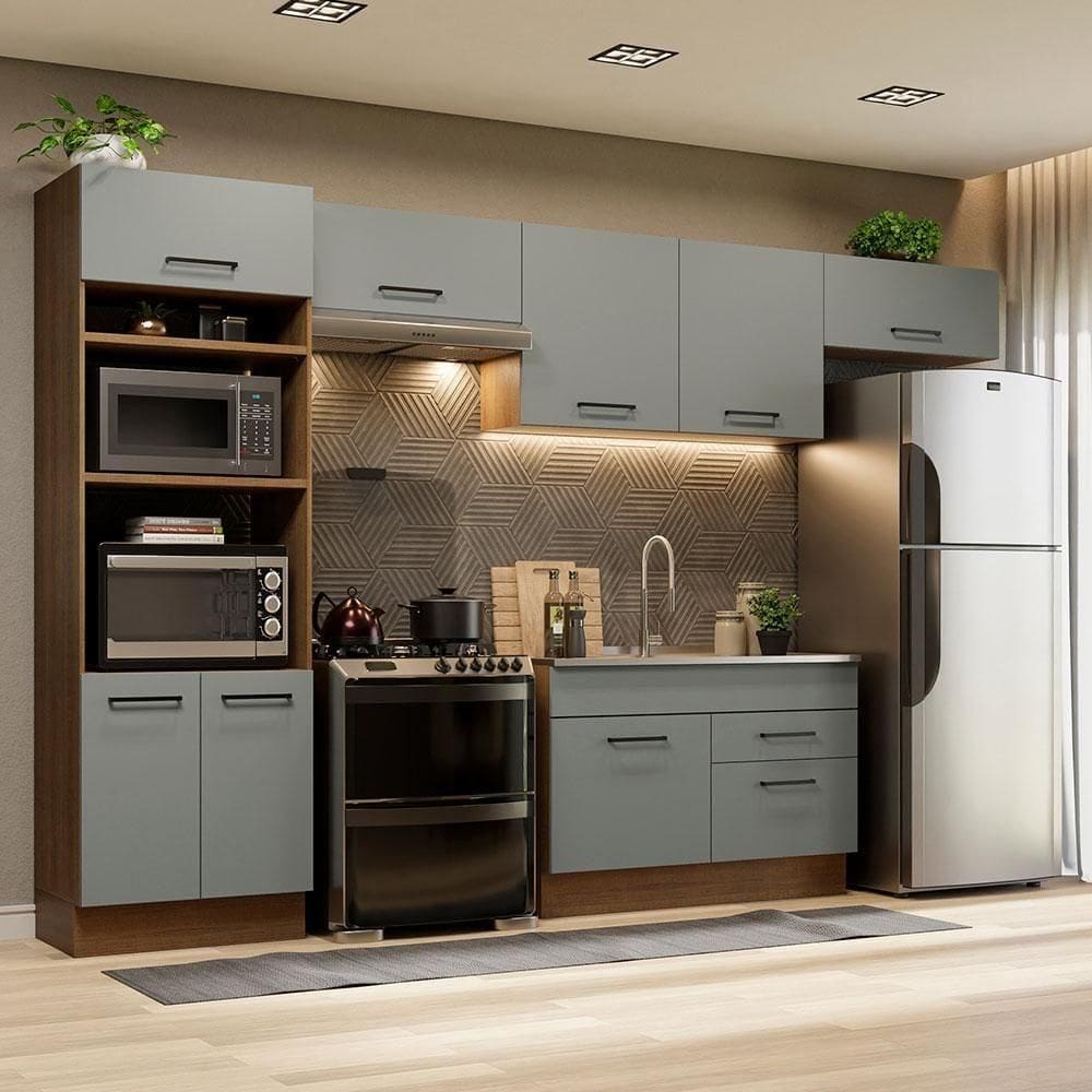 Cozinha Completa 350001 Com Armário E Balcão Rustic/Cinza