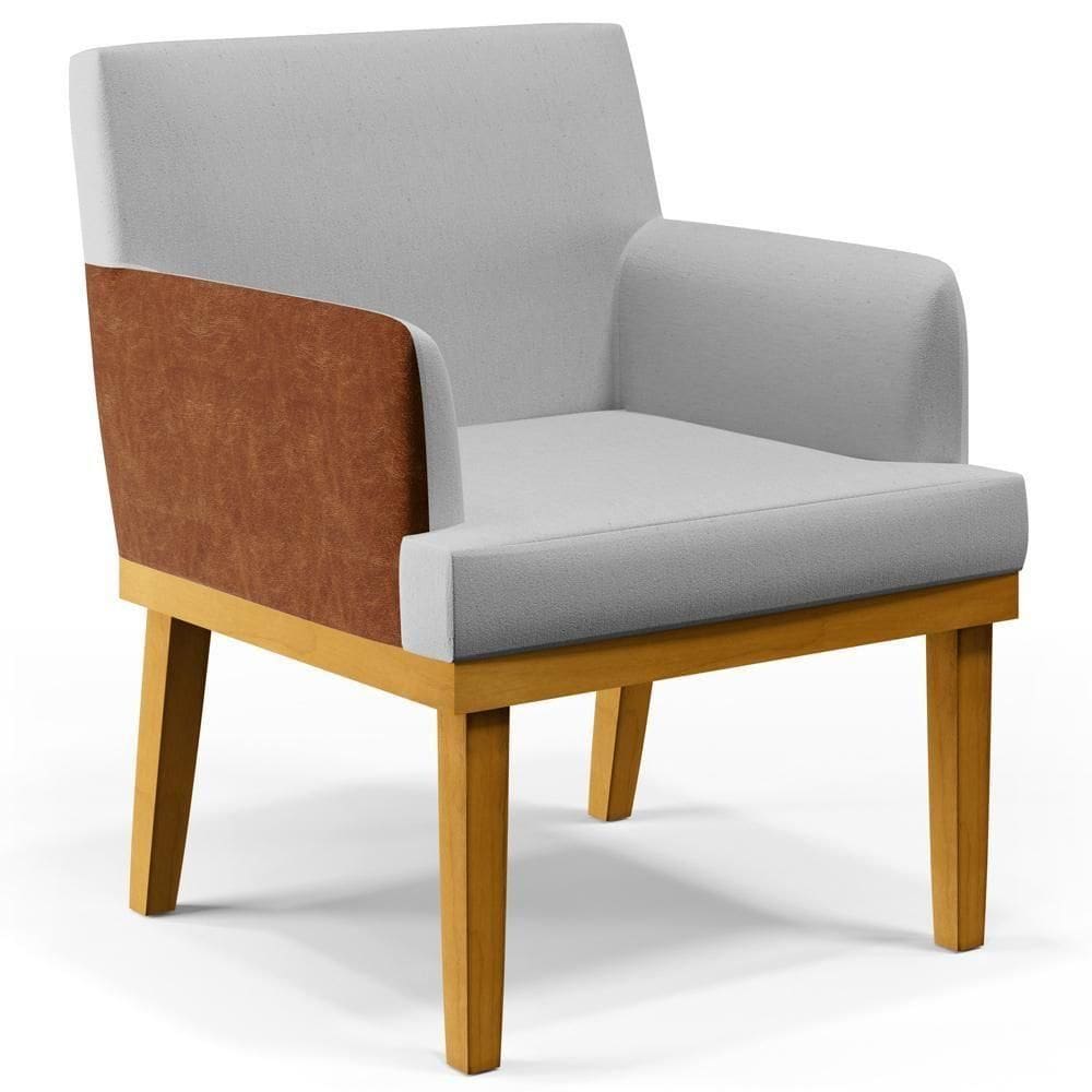 Poltrona Beatriz Linho Cinza Couríssimo Camel