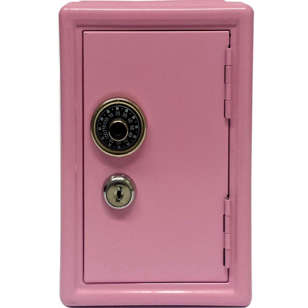 Mini Cofre Mecânico Dinheiro Joias Rosa Segredo Chaves