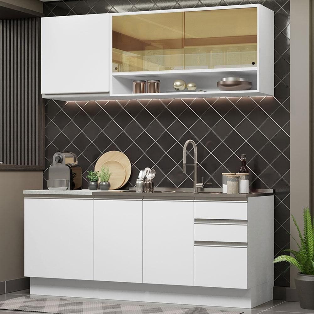 Cozinha Completa 180006 Com Armário E Balcão Branco Branco