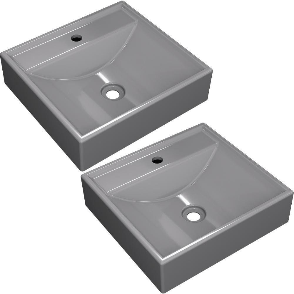 Kit 02 Cubas De Apoio Banheiro Lavabo C01 Q39W Cinza
