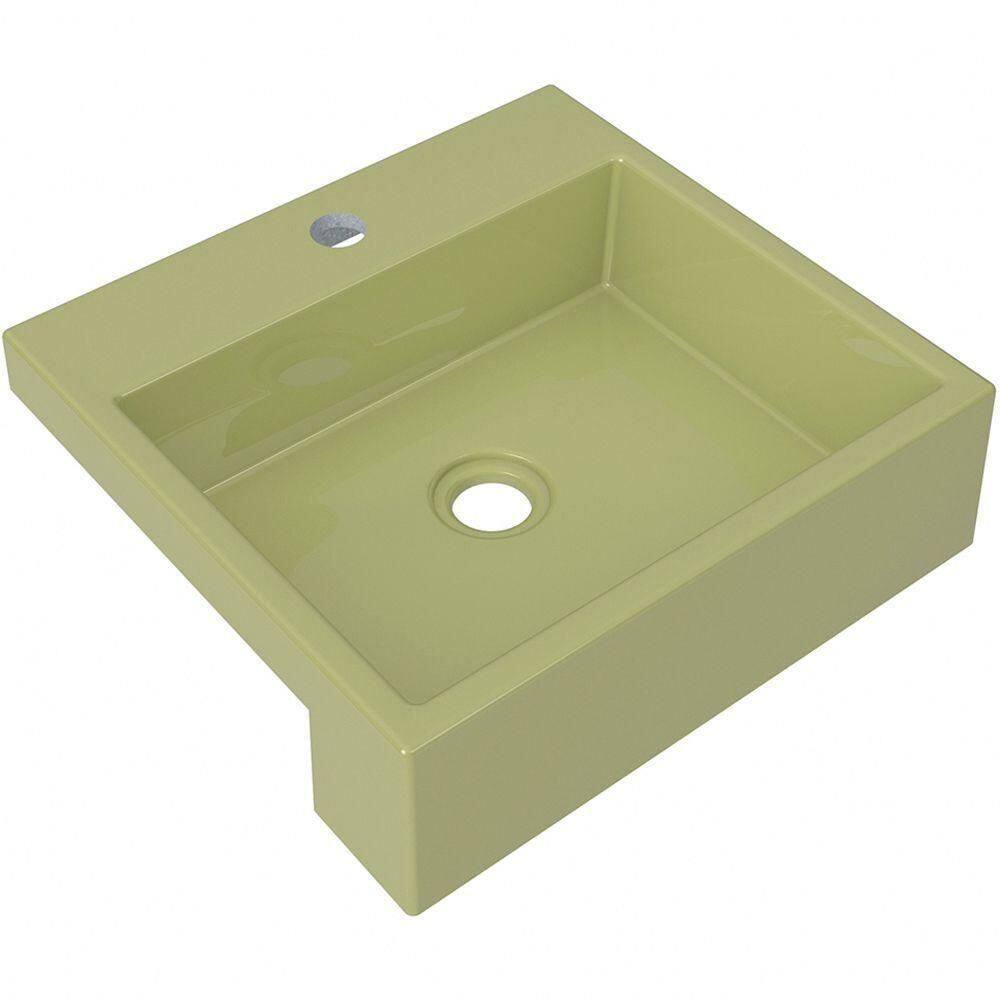 Cuba Semi Encaixe Quadrada C01 Banheiro Xq395 Verde Acqua