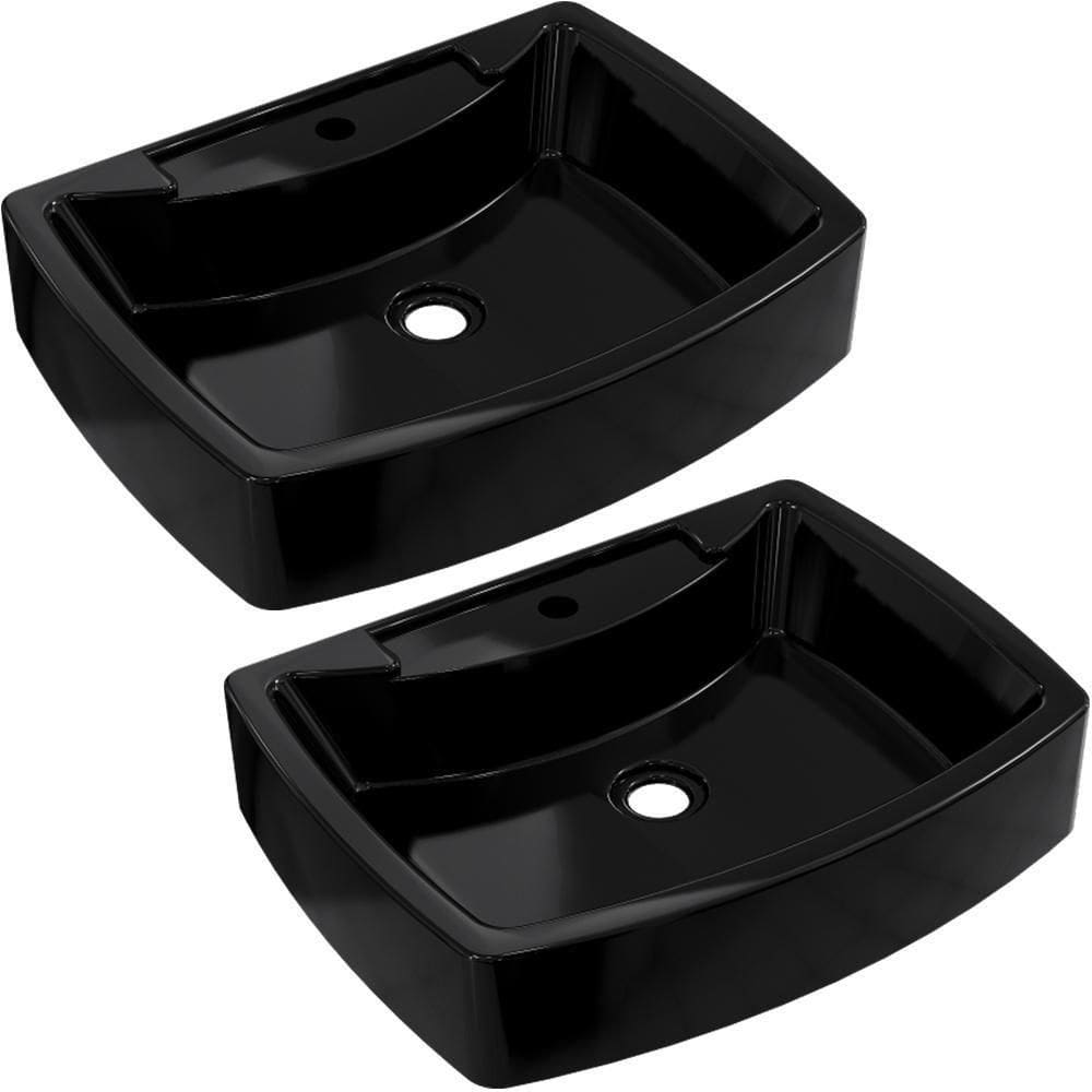 Kit 02 Cubas De Apoio Banheiro Lavabo C01 Rt50 Preto